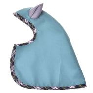 Hobby Horse zomerregenjas Emerald plat neergelegd, zeegroen met geruite bies en een grijs stoffen oor
