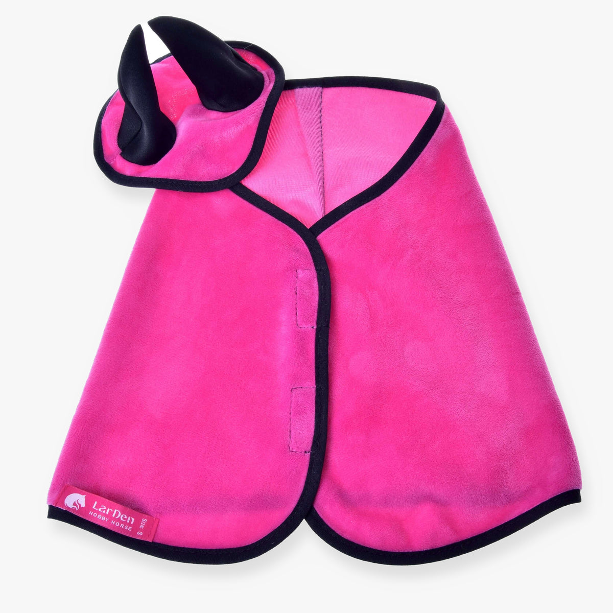 Ensemble Hot Pink (bonnet d'oreilles + couverture) de LarDen pour Hobby Horse, tissu doux et velouté, oreilles et bordure noires