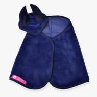 Hobby Horse Set Dark Blue (Oornetje + deken) van LarDen: zachte fluweelachtige deken en oornetje met zwarte oren en bies