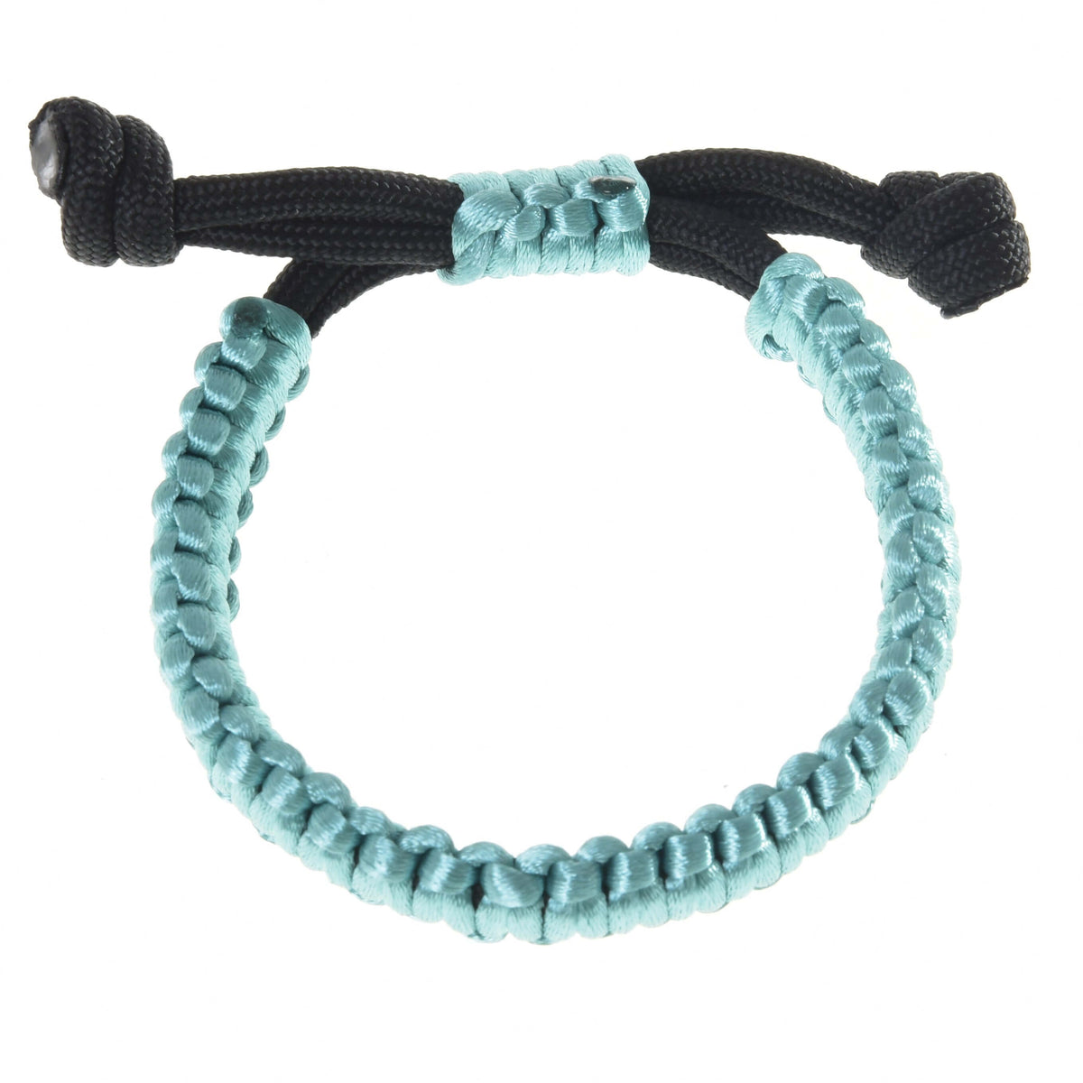 Bracelet Turquoise Hobby Horse de LarDen en cordon turquoise brillant tressé, fermoir coulissant noir réglable