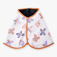Hobby Horse Deken Butterfly van LarDen van wit softshell met oranje, roze en paarse vlinders en een roestkleurige bies