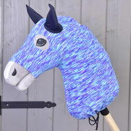 Hobby Horse Protective suit Sea (Lycra) by LarDen fitted over the head, blue, turquoise and purple streaks, navy ears