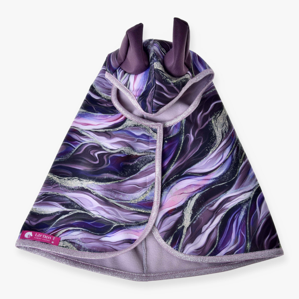 Hobby Horse Raincoat Galaxy Space by LarDen from above, purple and lilac marble with silver veins and plum ears