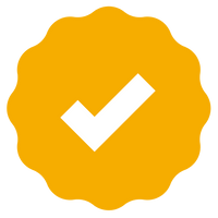 Yellow badge icon with a white check mark