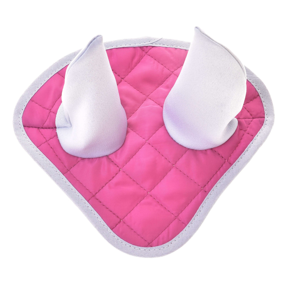 Oornetje voor Hobby Horse uit de Set Hot pink Zilver, gewatteerd felroze met lichte zilveren oren en grijze bies
