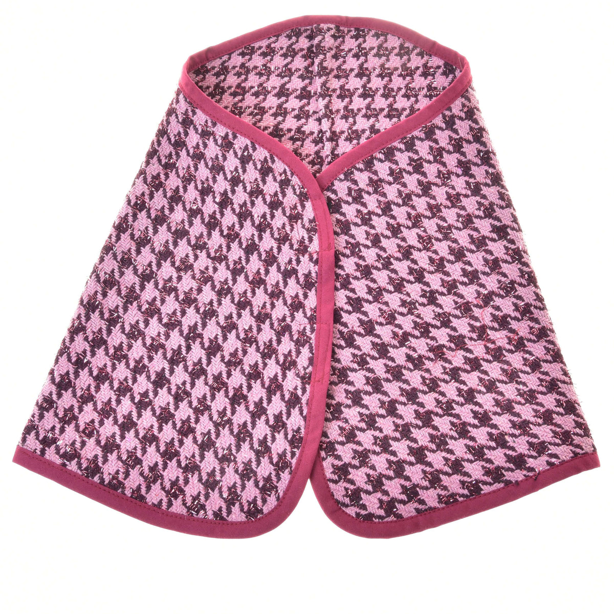 Deken voor Hobby Horse met pied-de-poule uit de Set feestelijk Bordeaux plat neergelegd, roze en bordeaux met bordeauxrode bies
