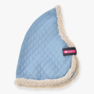 Hobby Horse Stable Blanket Sky Blue by LarDen: light blue diamond-quilted fabric edged all round with cream curly fleece