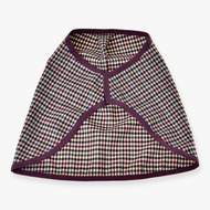 Hobby Horse Blanket western Colorado by LarDen seen from above, cream check in black, burgundy and blue with plum binding