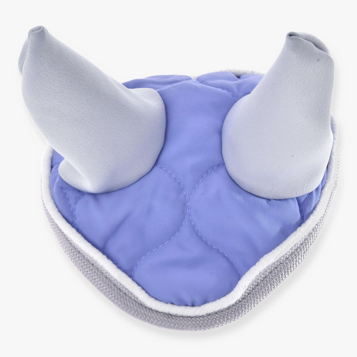 Bonnet d’oreilles Light Violett de LarDen pour Hobby Horse, matelassé violet clair, oreilles gris clair, passepoil blanc et bord gris