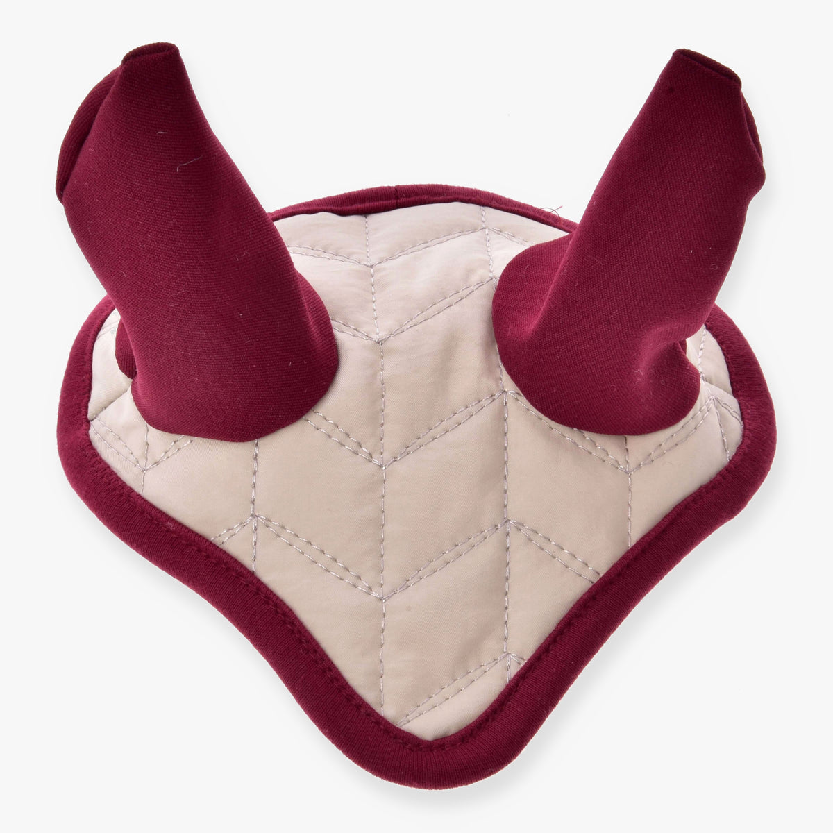 Hobby Horse Ear Bonnet Maroon Star by LarDen with maroon ears and binding on a cream chevron-quilted panel