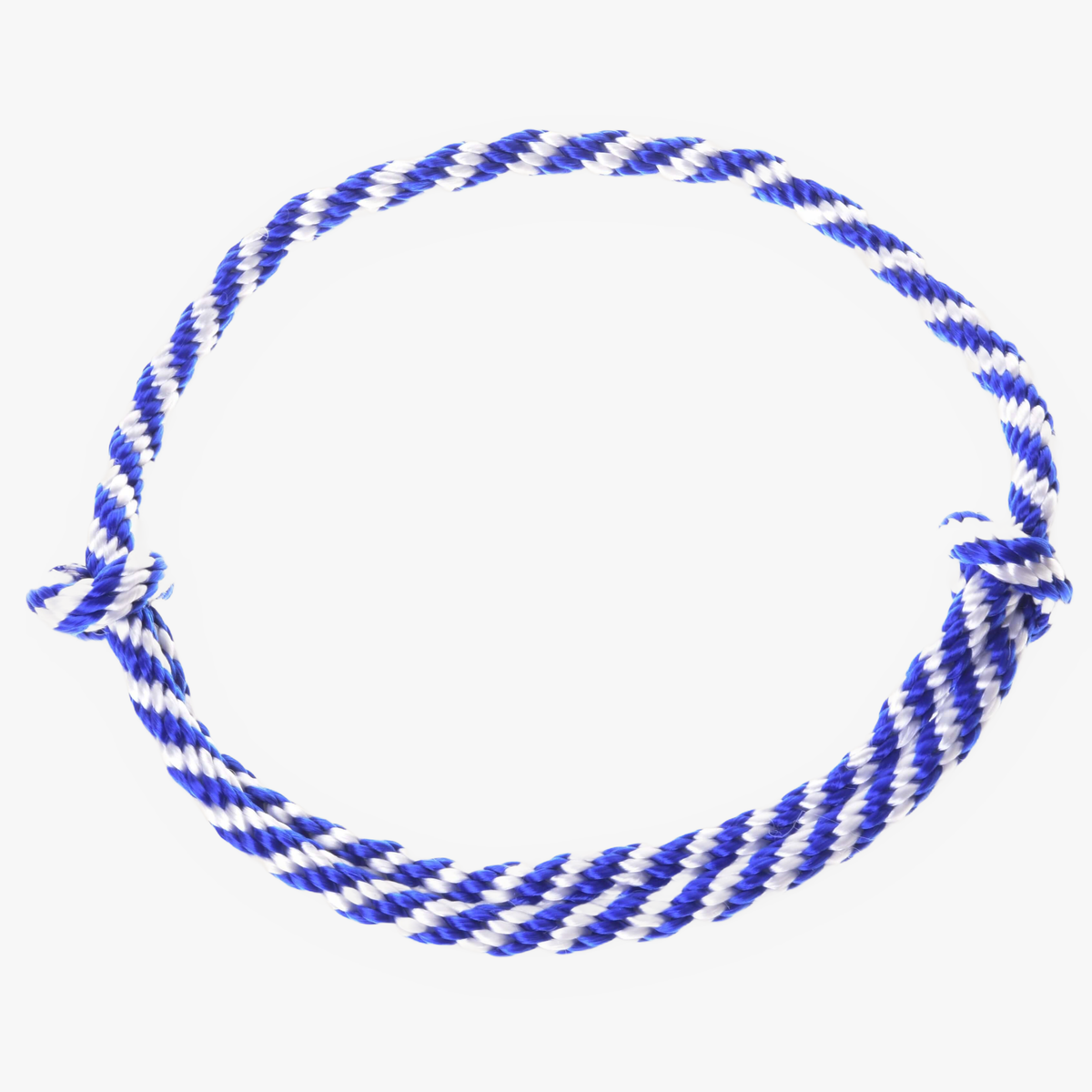 Cordéo rayure bleue pour Hobby Horse de LarDen en corde torsadée bleu roi et blanche avec deux nœuds