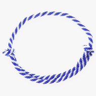 Hobby Horse cordeo blauw gestreept van LarDen van gedraaid touw in koningsblauw en wit met twee knopen