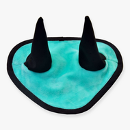 Bonnet d’oreilles Menthe pour Hobby Horse de LarDen en peluche vert menthe, bordure noire et deux hautes oreilles noires