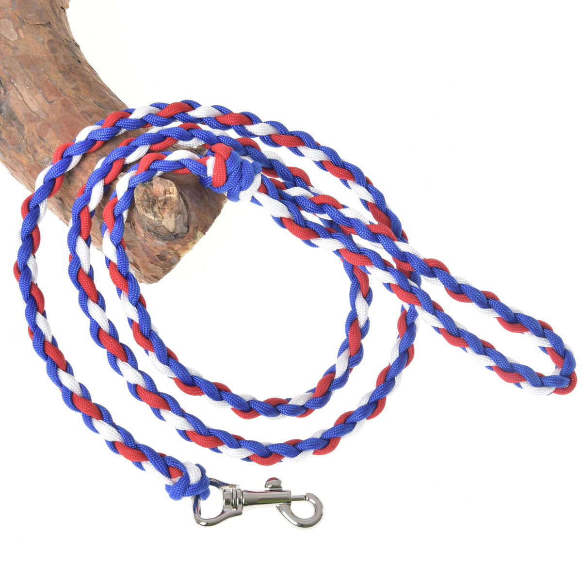 Hobby Horse rope stripe Flag CZ by LarDen, braided blue, red and white lead rope with a hand loop and snap hook