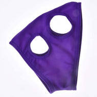 Paardenmasker zonder oren Indigo plat op wit, een glad paars masker voor Hobby Horse met twee ronde oogopeningen