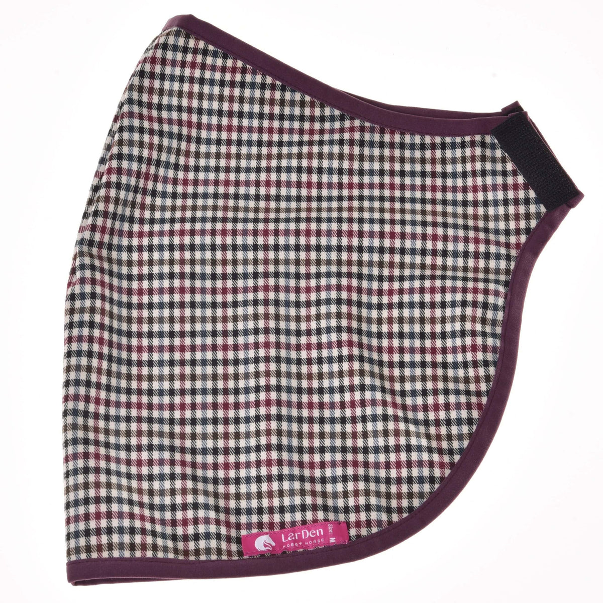 Hobby Horse Blanket western Colorado laid flat from the side, with hook-and-loop chest closure and pink LarDen label
