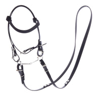 Hobby Horse Complete bridle without noseband Pure Black by LarDen in black leatherette with snaffle bit and long reins