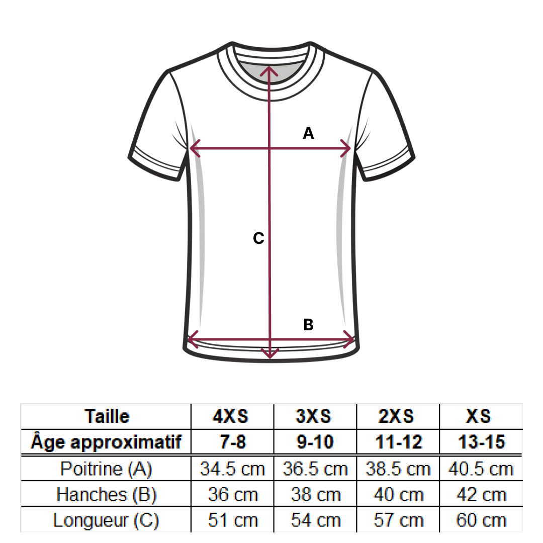 Size guide – Triko Černé – FR