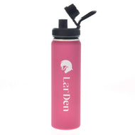Hobby Horse bouteille de sport LarDen rose avec logo blanc tête de cheval et bouchon noir à bec et poignée