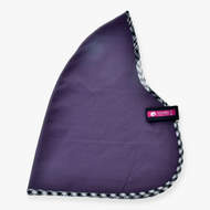 Staldeken Dahlia voor Hobby Horse van LarDen in pruimpaars met zwart-wit geruite bies, plat neergelegd