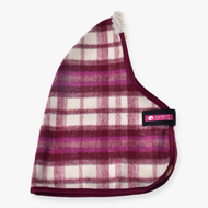 Staldeken LarDen voor Hobby Horse met bordeaux, roze en crème ruit, kraag van crème teddystof en bordeauxrode bies