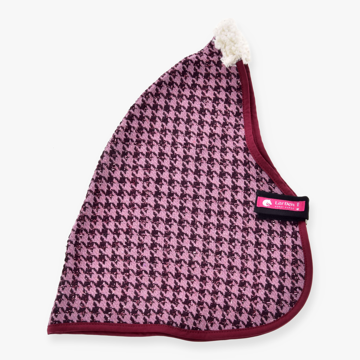 Staldeken Winter Magic van LarDen voor Hobby Horse in roze en bordeauxrood glitter pied-de-poule met crème fleece bij de schoft