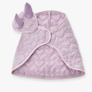 Hobby Horse Set Sweetest Heart by LarDen: lilac heart-quilted blanket and ear bonnet with glitter dots and satin ears