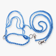 Hobby Horse Rope set Cotton Blue by LarDen, light blue cotton rope halter with a macramé noseband and braided reins
