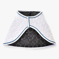 Hobby Horse Blanket Thermo Pearl by LarDen, white quilted with teal piping and a dark lining with white geometric stitching